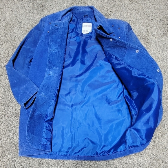 Vintage Michael Mims/ Kathy Cole leather blue Suede jacket - Picture 3 of 5